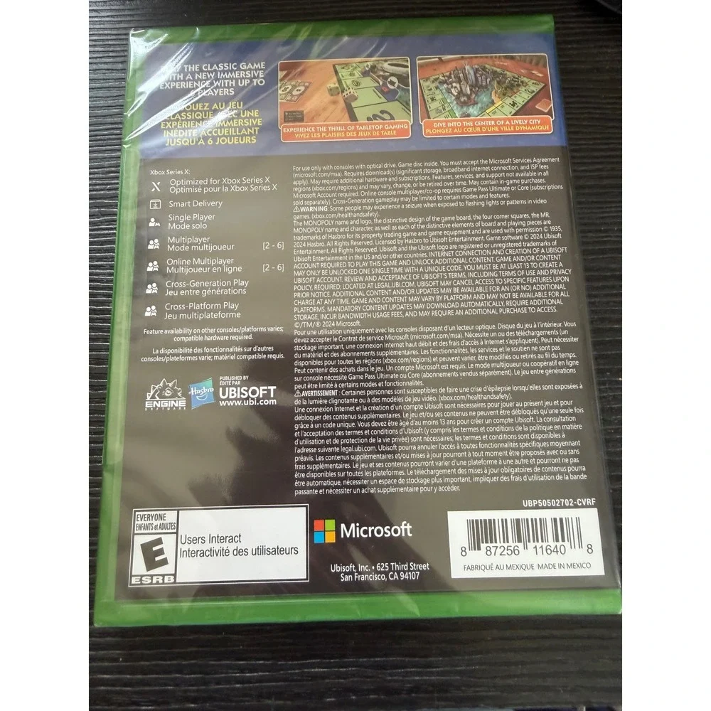 Monopoly Xbox Series X Xbox One Ubisoft Video Game New Sealed